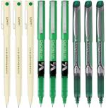 Pilot Hi-Tecpoint 05, V5 and V5 Grip Extra Fine Point Liquid Ink Pen | Tip Size - 0.5 MM | Unique Dimple Tip Technology | Ink Colour - Green - 3 05, 3 V5 and 3 V5 Grip | Pack of 9