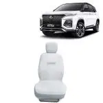 Kingsway Towel Fabric Car Seat Covers for Morris Garages (MG) Hector, 2023 Onwards Model, Material: 100% Cotton, Color : White, Complete Set of All Seats (Car Specific Front + Rear Seat Covers)