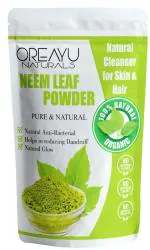 OREAYU Naturals Organic Pure & Neem Leaves Powder For Bath, Face Hair Pack, 200GMS (Sun Dried. Fine Powder & Stemless)