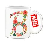 Mug Morning B Letter Mug Floral Design Coffee Mugs with Letter B B Alphabet Mugs Letter Mugs