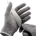 Mizzo Anti Cutting Cut Resistant Hand Safety Gloves with Cut-Proof Level 5 Protection Rubber Grade Finishing for Women Kitchen Food Vegetables Gardening Care Industrial (Free Size, Grey)