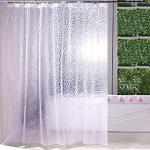 Kuber Industries Polyvinyl Chloride Shower Curtain,(PVC) Transparent, 1 Piece Curtain and 8 Pieces Rings | Plastic Shower Curtain