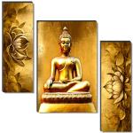 SAF SET OF 3 BUDDHA RELIGIOUS MODERN ART WALL PAINTING WOODEN ART DECORATION ITEM FOR LIVING ROOM | BEDROOM | HOME DECOR | GIFTS | QUOTES DECOR ITEM | WALL ART FOR HALL | MDF WALL DECORATION 12 INCH X 18 INCH SANFJM35306