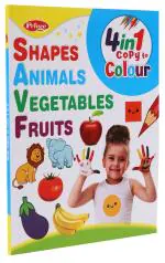 AP SINHA 4 In 1 Copy To Colour Book Shapes, Animals, Vegetables And Fruits Colour Book For Children