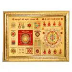 Hawai Gold Plated Shree Kuber and Ashta Laxmi Yantra Wall Hanging Religious Photo Frame for Worship Use SFDI00561GLDFRM