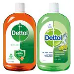 Dettol Antiseptic Disinfectant liquid for First aid, 1L and Dettol Liquid Disinfectant for Personal Hygiene (Lime Fresh , 1L)
