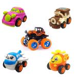 Grest Unbreakable Friction Powered Toy 5 Pcs Set of Car, Plane, Engine, Helicopter, Monster Truck - Color May Vary