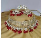 Gyaan Jewels Handmade Alloy Earring and Necklace Set Red, White (Women) (Pack of 1) Free Size