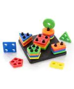 ADKD Geometric Board Blocks Sorting and Stacking Shapes and Colour Recognition Toys for Kids