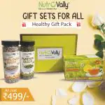 Nutrovally Diwali Gift Pack 3 In 1 Combo | Pumpkin, Sunflower & Honey Lemon Green Tea | Superfood Daily Healthy Edible Seeds For Eating 200+200+25 Tea Bags