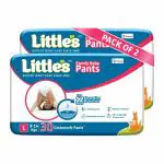 Little's Premium Baby Diapers L Size (Large) Pants Style | 9-14 kg | 60 Count - Pack of 2 | CottonSoft Baby Diaper with Leakage Guard, Wetness Indicator & 12 Hours Absorption 