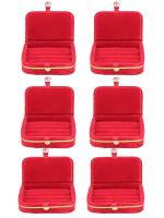 atorakushon Velvet Jewellery accessories Vanity Storage Earrings Studs Box Ring Box For Women's Pack of 6 Maroon