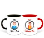 Whats Your Kick Set of 2 Best Chacha and Best Chachi Printed Black and Red Ceramic Coffee Mug 325ml