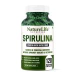 Nature Life Nutrition Spirulina Capsules 2000mg - Green Superfood - 120 Veg Capsules