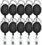 LRS Black Oval Shape Retractable YoYo Clip for Id Card Holder (Pack of 10)