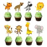 Festiko 8 Pcs Jungle Theme Cupcake Toppers, Jungle Theme Birthday 4th Supplies