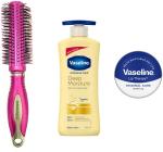 Bingeable Saloon Hair Brush Pink Intensive Care Deep Moisture Nourishing Body Lotion Va Seline Orignal Lip Balm - 400 Ml (Set Of 3)