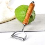 See Inside Easy to Use Wooden Vegetable Peeler Wooden Handle Stainless Steel Y Shaped Peeler (Brown)