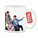 Mug Morning BTS Mug BTS Coffee Mug Bangtan Boys Mug BTS Mugs for Girls BTS Group Sitting on Bench Smiling (White)