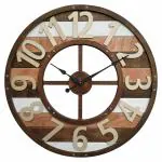 B SQUARE 24 inch 2 feet Handcrafted Wood Plank Wall Clock Shiplap Farmhouse | Modern Boho Wall Clock for Living Room, Kitchen Office