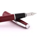 Scrikss Medium Nib Fountain Ink Pen Works With Cartridges & Converters Burgundy Abs Body Vintage 33 Modern & Elegant Design Ideal For Office, Home, College, Gifting