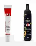NEXTSET Herbal 3 in 1 Hair Dye Instant Black Hair Shampoo & SP 4 UltraBrightening Toothpaste Advanced Whitening Formula for Stain Removal and Enamel Protection | Fresh Mint Flavor | 30gCombo Pack
