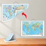 GO WOO SMALL - 100 WORLD POLITICAL OUTLINE MAP FOR SCHOOL and 2 IN 1 WORLD POLITICAL AND PHYSICAL MAP IN ENGLISH | Combo of 2 Maps |