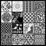 Konfiz Plastic Cake Stencils Template Strew Pad Duster Spray (Pack Of 16)