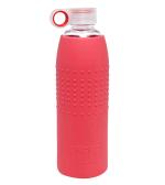 Izizi Glass Water Bottle with Red Silicone Sleeve 1 L