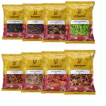 Amaziyo Exotic Spices Combo 350 g | Pack of 8 | Jaiphal, Dalchini, Javitri, Cardamom, Green Elaichi, Star Anise, Laung, Black Pepper
