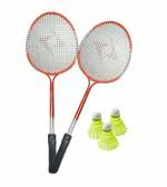 Lyzoo just be you Double Shaft Aluminium Badminton with 3Pc Nylon Shuttlecocks Foam Hand Grip, White Strung Badminton Racquet (Pack of: 2, 300 g)