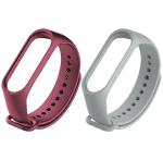Estrenar Mi Band 3 Strap - Mi Band 4 Strap Original Soft Silicone Adjustable Replacement Wristband Straps, Belt, Bands for Xiaomi M3 & M4 Fitness Band (Grey, Wine - Pack of-2)