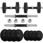 Bullar 10 kg Rubber Dumbbell Set For Home Workout With Solid Steel Dumbbells Rod For Home Gym Exercise And Strength Training
