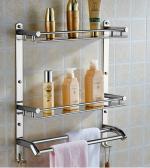 iSTAR Silver Stainless Steel Wall Shelf with Fittings for Bathroom (Number of Shelves - 3)