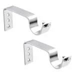 Rawk Stainless Steel Shine Curtain Rod Brackets,Curtain Bracket Parda Holder,Curtain Finial Rod Pocket Finials Designer Door and Window Rod Support Fittings,Curtain Rod Holders (Brown Color,Pack of 2)