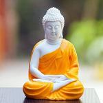 SSS SCULPTURE PICKARTME Premium Handcrafted Polyresin Sitting Meditation Dhyan Buddha Statue Showpiece Lord Buddha Idol (5.5-inch). (Orange)