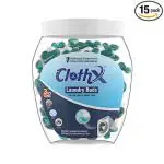 Clothx 3-In-1 Laundry Liquid Detergent Pods With Long Lasting Fragrance For All Washing Machines, Active Fresh (Pack Of 15)