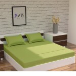 AVIS Bedlinen King size Plain wild lime Cotton bed sheet set with 2 pillow cases 108in x 108in