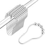 PINDIA Rustproof 5 Roller Shower Ball Curtain Hooks (6 x 4 cm) Pack of 12, Silver(JIO-DC1704395)