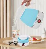ZURU BUNCH Foldable Electric Travel Kettle Blue Automatic Hot Water Dispenser 600ML Tea Coffee Heater Collapsible Silicon Kettle Mini Boiler