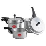 Lifelong Aluminium Induction Pressure Cooker with Outer Lid Combo Set (2 L+ 3 L+ 5 L)