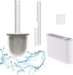 D DHANVI ENTERPRISE 2 in 1 Toilet Bowl Brush and Holder Set with Dead Corner Brush for Bathroom
