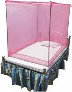 ALOZAR single bed Pink SINGLE Machardani 100% Cotton MOSQUITO NET PINK