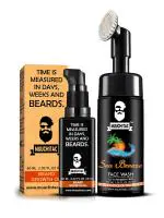 Muuchstac Beard Growth Oil (60 ml) with Sea Breeze Face Wash - Inbuilt Brush (100 ml)