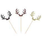 Festiko 30 Pieces Deer Antler Cupcake Toppers Party Decoration Picks