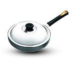 Anjali Hammertone Aluminium Non-Stick Fry Pan with S.S. Lid 24 cm