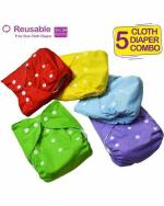 BEAUTIQ BABY COLLECTIONS BEAUQIQ BABY Reusable Baby Cloth Diaper - Free Size (Pack of 5)