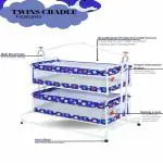 Twins Cradle With Adjustable Height Position | Easy Flat Folding -BLUE