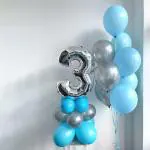 SPECIALYOU.IN 3rd birthday decoration items with 3no. Silver Foil Balloons, Pastel Blue and Silver Balloons, Reusable Balloons Decoration for Baby Boys & Girl, Birthday decoration items