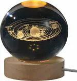 Wolblix 3D Crystal Ball Night Light Glass Ball Night Lamp with Wood Base Fantasy Decor Crsytal Ball Galaxy Planet NightLights Gifts for Teens,Crystal Ball